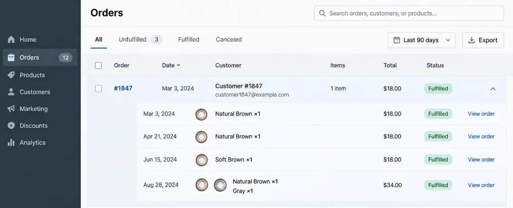 Customer Order History